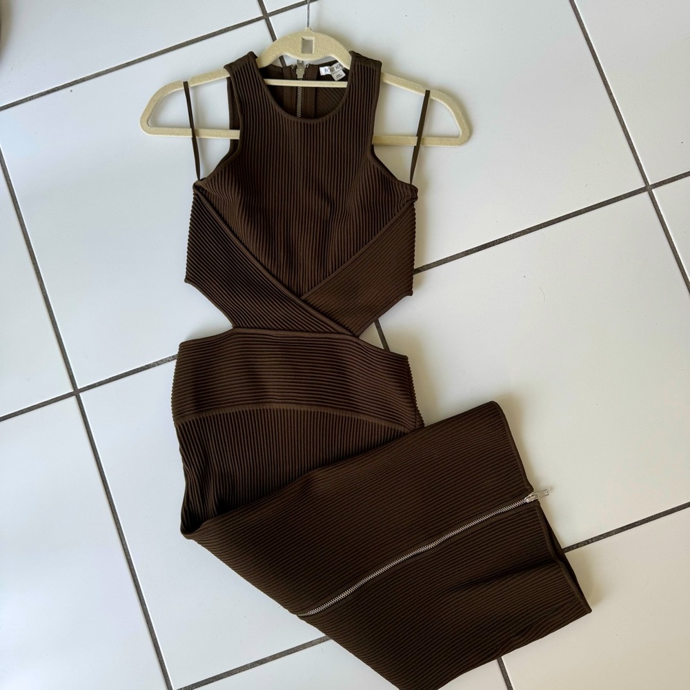 Ronny Kobo | Megan Midi Rib Knit Cutout Dress